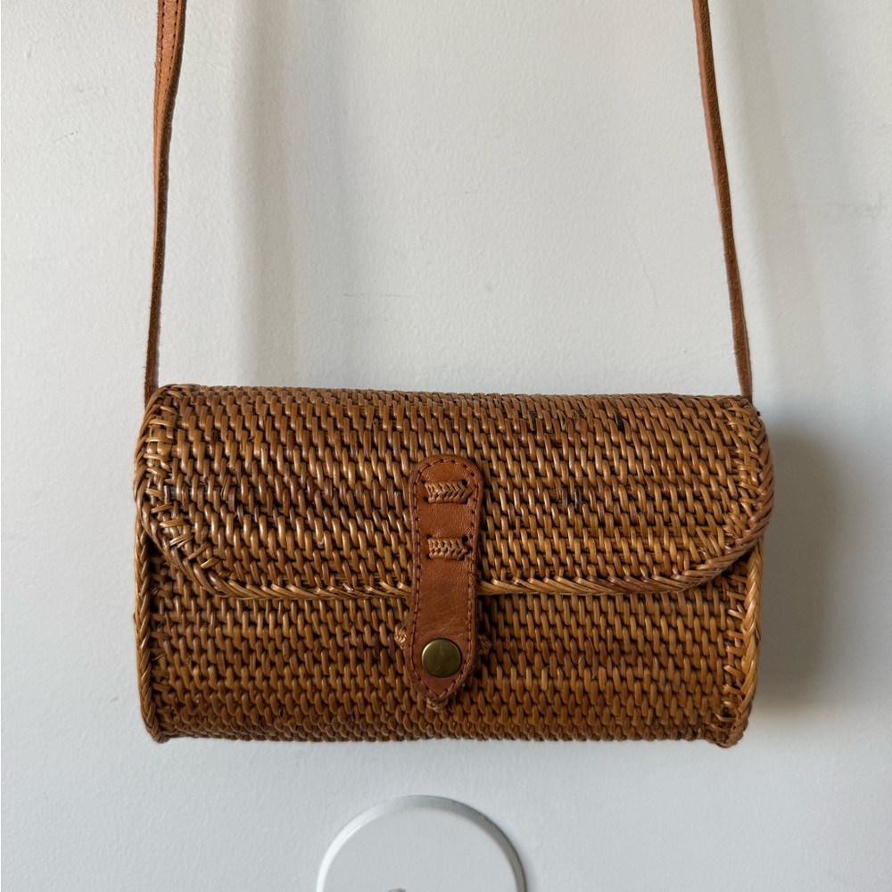 Handmade Brown Woven Crossbody Bag